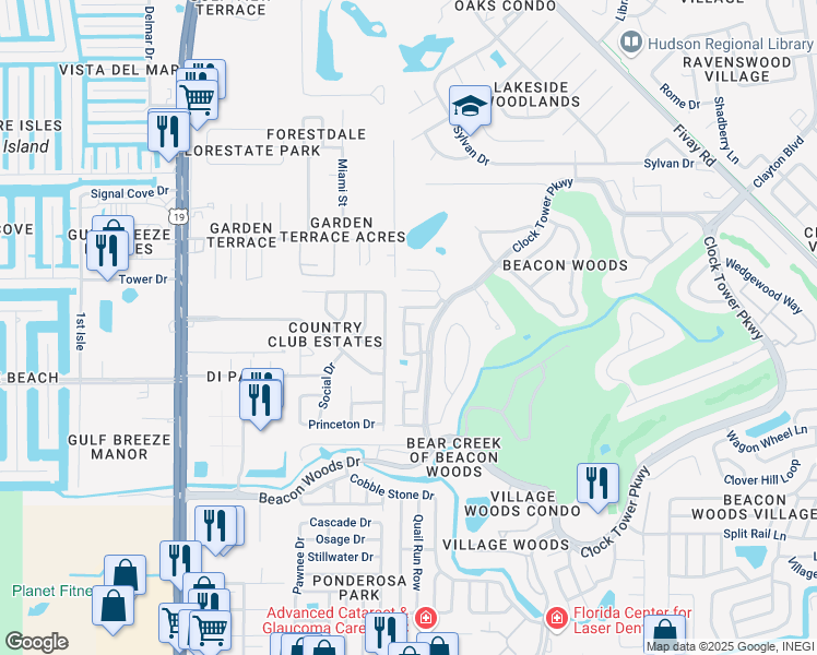 map of restaurants, bars, coffee shops, grocery stores, and more near 12819 Settlers Drive in Hudson