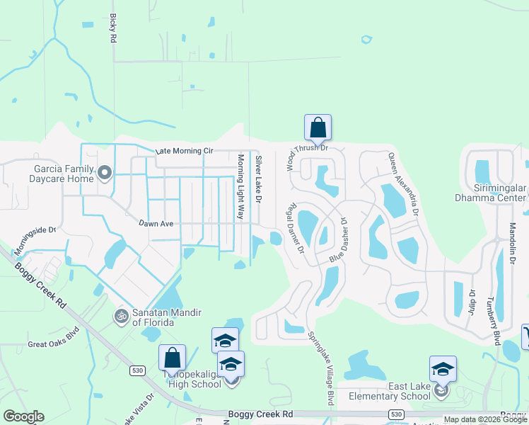 map of restaurants, bars, coffee shops, grocery stores, and more near 3729 Silver Lake Drive in Kissimmee
