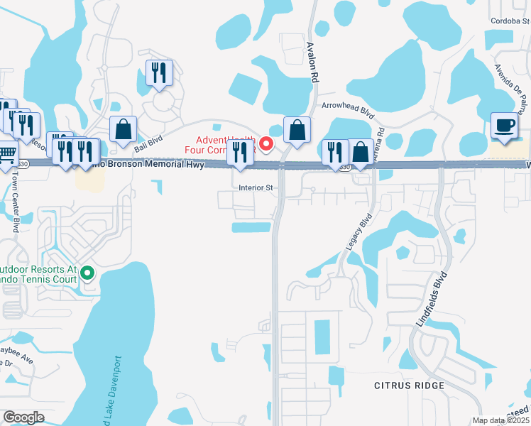 map of restaurants, bars, coffee shops, grocery stores, and more near 3214 Zander Drive in Kissimmee