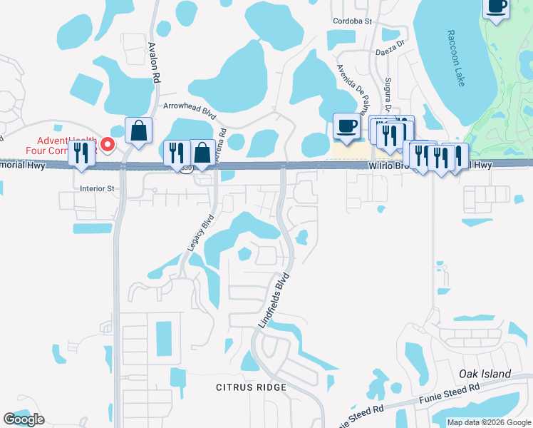 map of restaurants, bars, coffee shops, grocery stores, and more near 3168 Tamarind Circle in Kissimmee