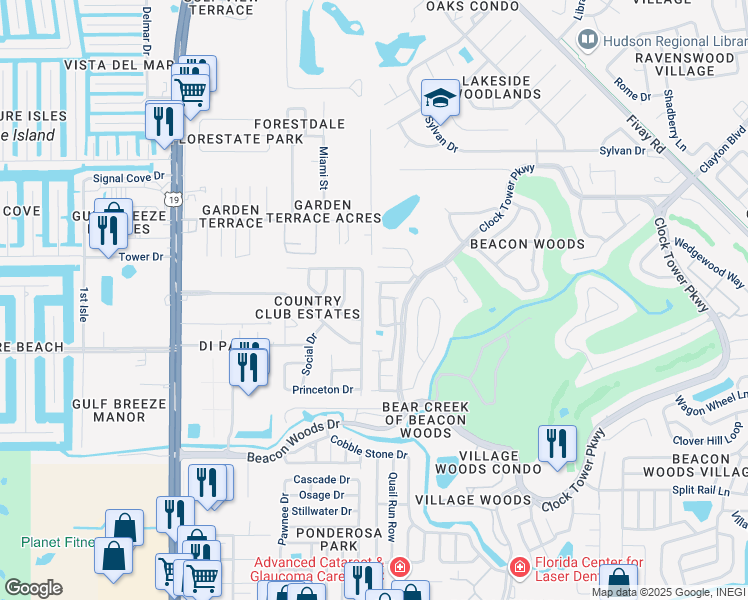map of restaurants, bars, coffee shops, grocery stores, and more near 12819 Settlers Drive in Hudson