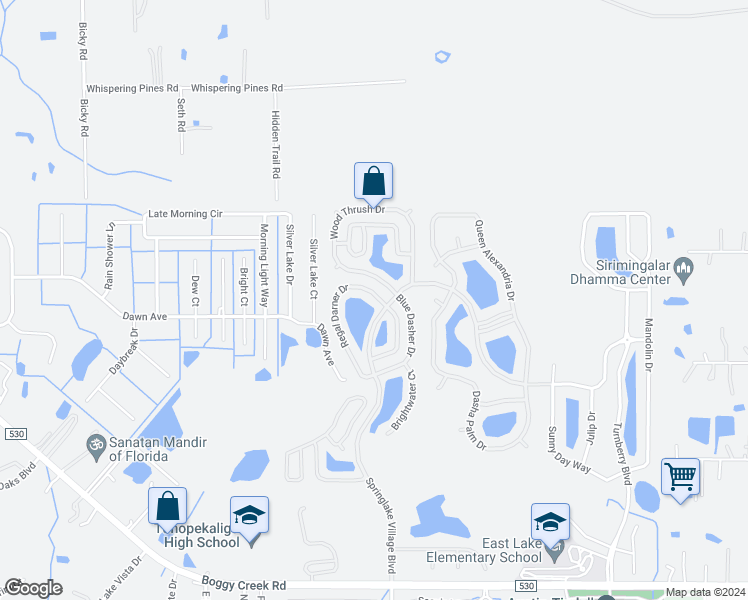 map of restaurants, bars, coffee shops, grocery stores, and more near 3155 Regal Darner Drive in Kissimmee