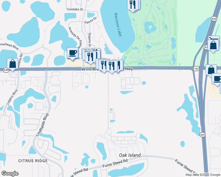 map of restaurants, bars, coffee shops, grocery stores, and more near 3251 Secret Lake Drive in Kissimmee