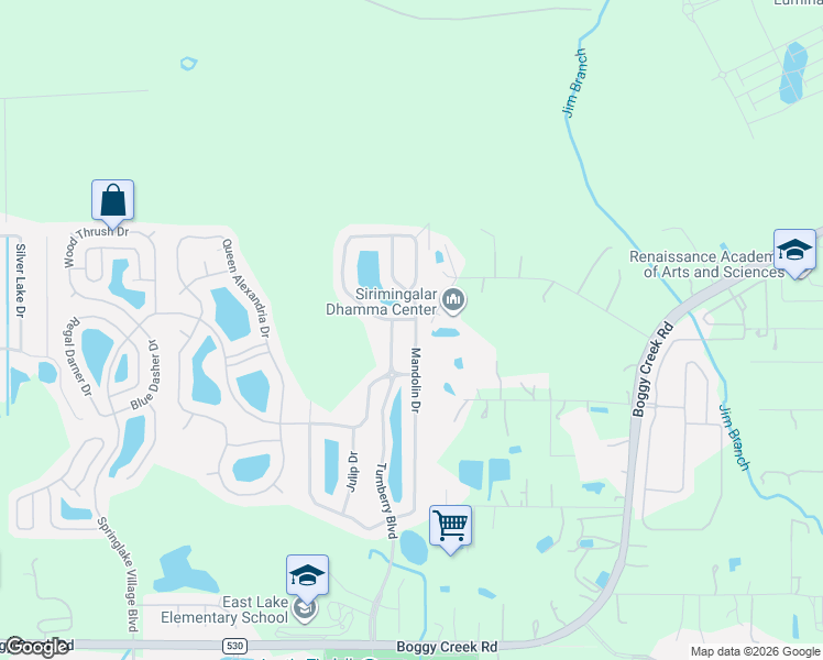 map of restaurants, bars, coffee shops, grocery stores, and more near 3111 Turnberry Boulevard in Kissimmee