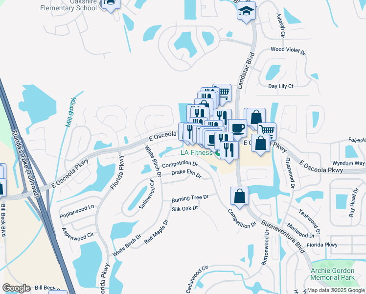 map of restaurants, bars, coffee shops, grocery stores, and more near 1898 Zac Street in BVL