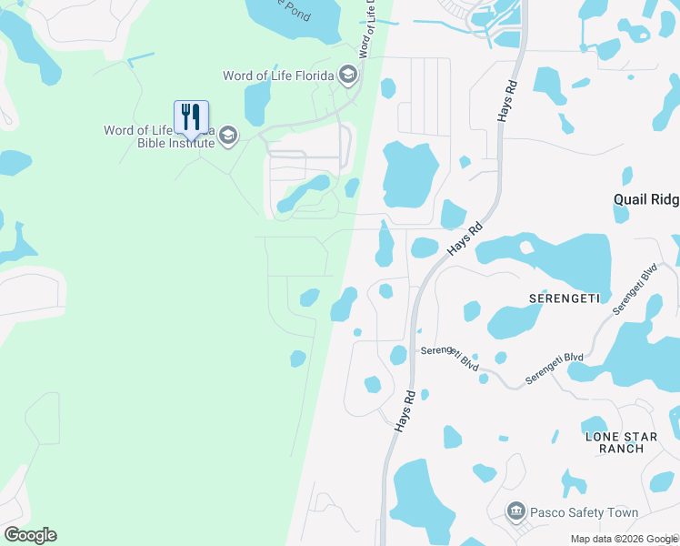 map of restaurants, bars, coffee shops, grocery stores, and more near Bollback Boulevard in Shady Hills