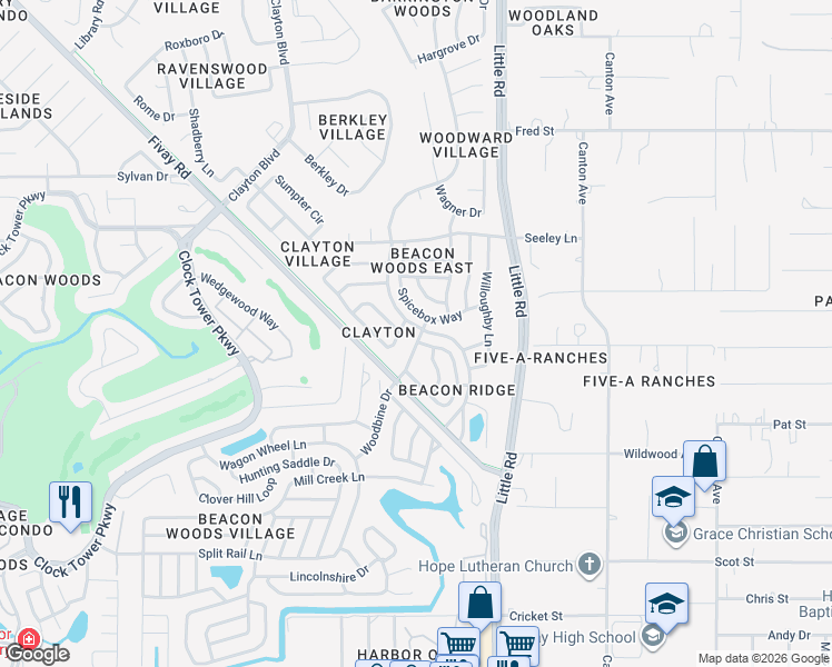 map of restaurants, bars, coffee shops, grocery stores, and more near 12817 Woodbine Drive in Hudson