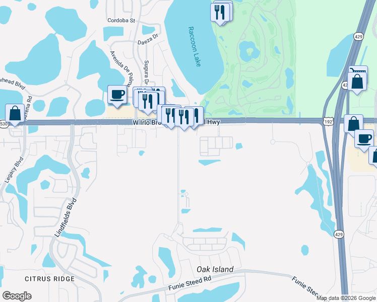 map of restaurants, bars, coffee shops, grocery stores, and more near 3251 Secret Lake Drive in Kissimmee