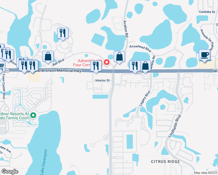 map of restaurants, bars, coffee shops, grocery stores, and more near 3218 Zander Drive in Kissimmee