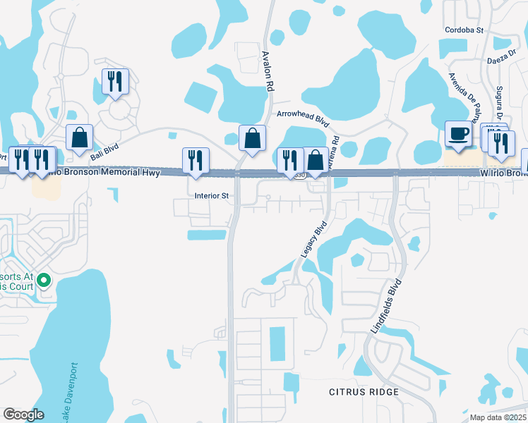 map of restaurants, bars, coffee shops, grocery stores, and more near 3228 Wish Avenue in Kissimmee