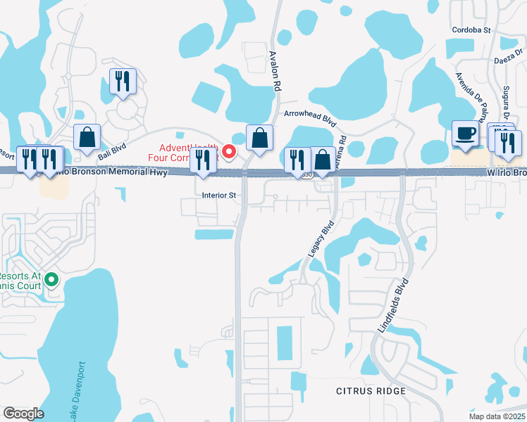 map of restaurants, bars, coffee shops, grocery stores, and more near 3228 Wish Avenue in Kissimmee