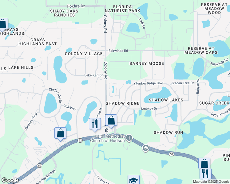 map of restaurants, bars, coffee shops, grocery stores, and more near 12807 Kellywood Circle in Hudson