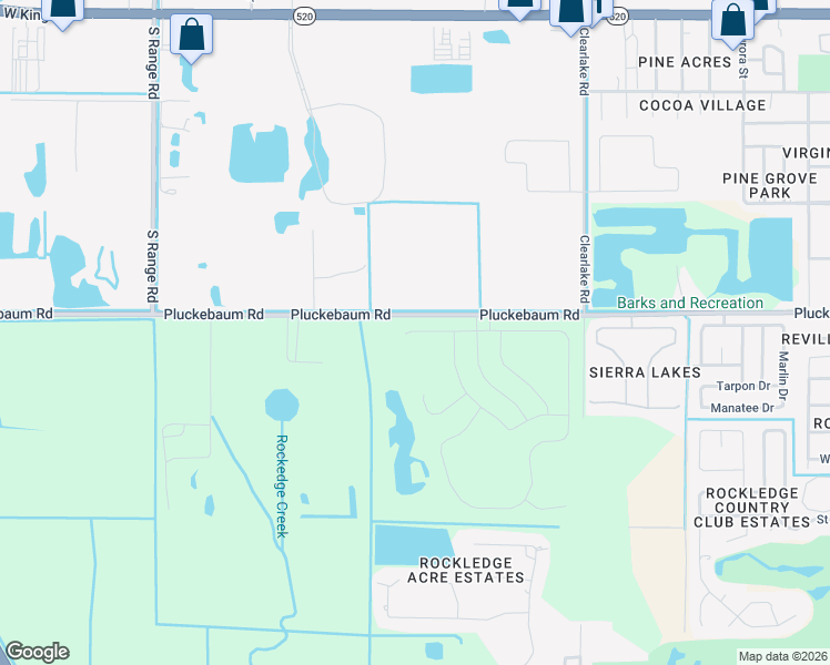 map of restaurants, bars, coffee shops, grocery stores, and more near 1813 Pluckebaum Road in Cocoa