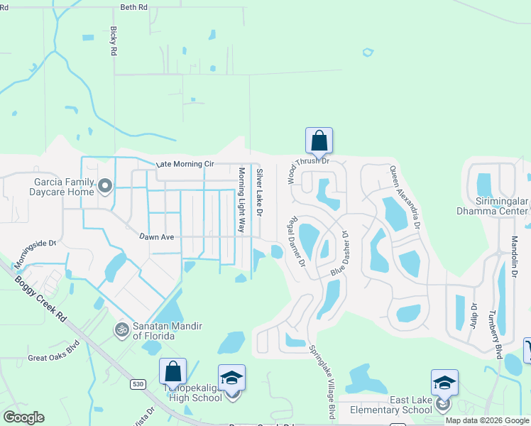 map of restaurants, bars, coffee shops, grocery stores, and more near 3717 Silver Lake Drive in Kissimmee