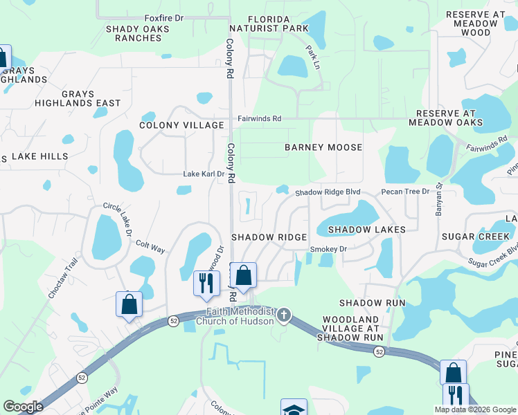 map of restaurants, bars, coffee shops, grocery stores, and more near 12810 Kellywood Circle in Hudson