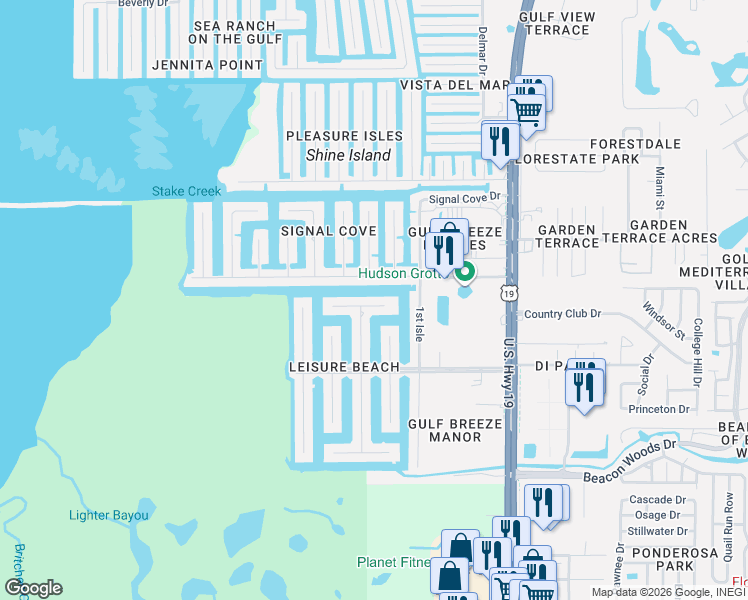 map of restaurants, bars, coffee shops, grocery stores, and more near 6602 Tower Drive in Hudson