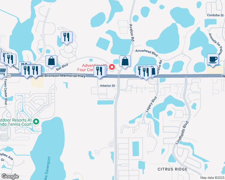 map of restaurants, bars, coffee shops, grocery stores, and more near 3250 Douglas Grand Drive in Kissimmee