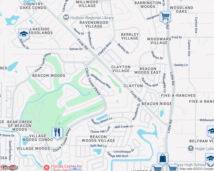 map of restaurants, bars, coffee shops, grocery stores, and more near 8412 Bunker Lane in Hudson