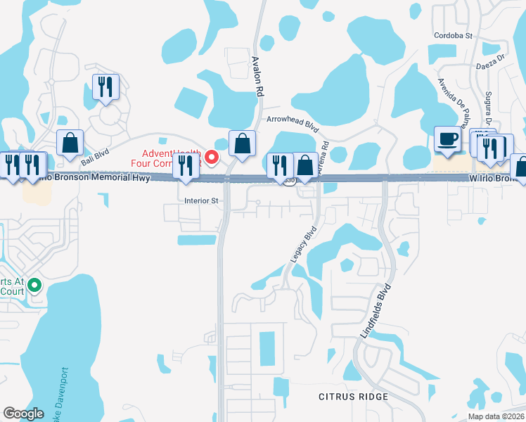 map of restaurants, bars, coffee shops, grocery stores, and more near 3228 Wish Avenue in Kissimmee