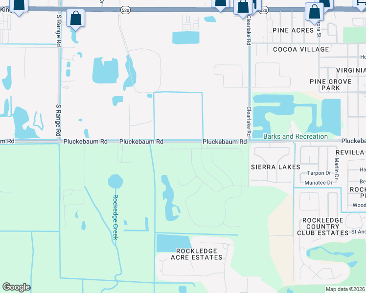 map of restaurants, bars, coffee shops, grocery stores, and more near 1700-2044 Pluckebaum Road in Cocoa