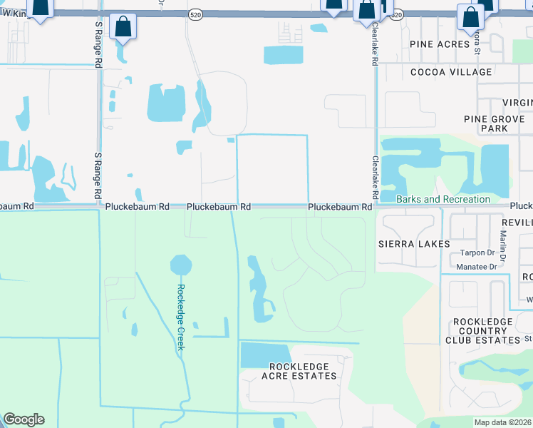 map of restaurants, bars, coffee shops, grocery stores, and more near 1813 Pluckebaum Road in Cocoa