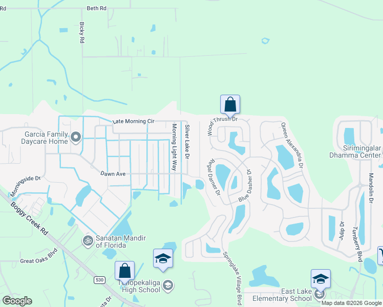 map of restaurants, bars, coffee shops, grocery stores, and more near 3717 Silver Lake Drive in Kissimmee