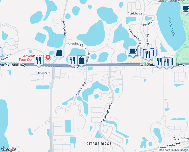 map of restaurants, bars, coffee shops, grocery stores, and more near 8813 Crayson Court in Kissimmee