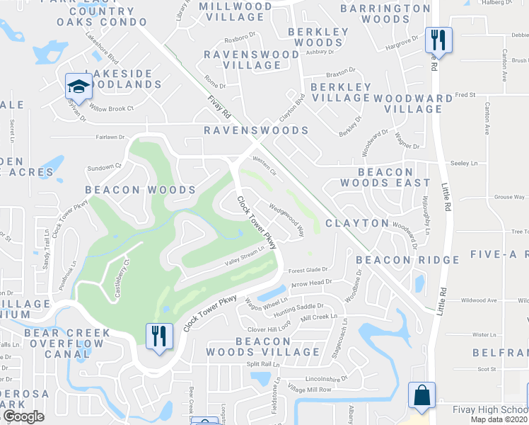 map of restaurants, bars, coffee shops, grocery stores, and more near 12916 Fairway Drive in Hudson