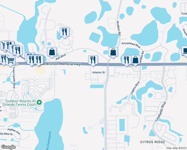 map of restaurants, bars, coffee shops, grocery stores, and more near 8908 Tiberian Drive in Kissimmee