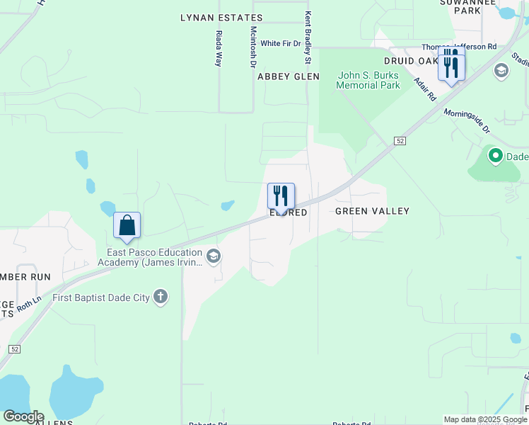 map of restaurants, bars, coffee shops, grocery stores, and more near 12940 Williams Road in Dade City