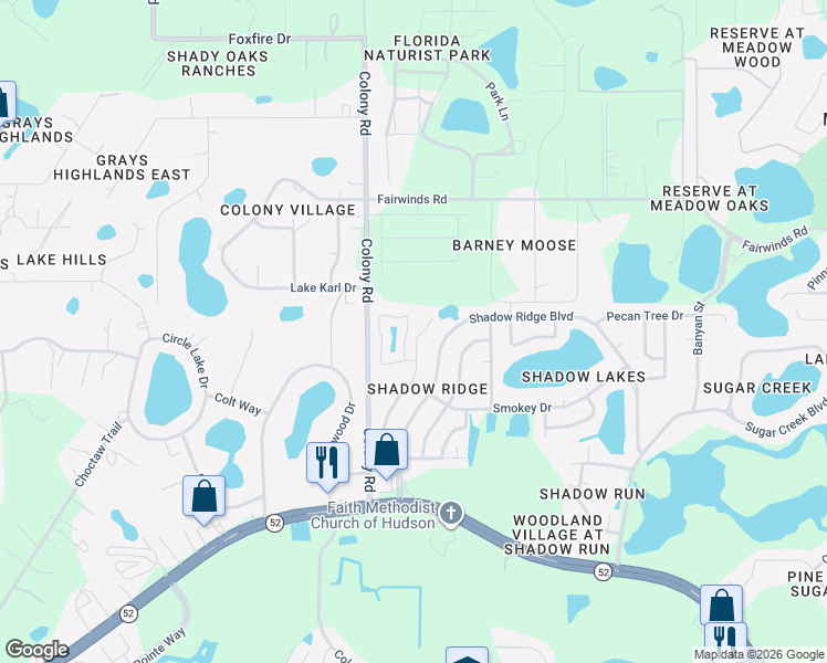 map of restaurants, bars, coffee shops, grocery stores, and more near 12816 Kellywood Circle in Hudson