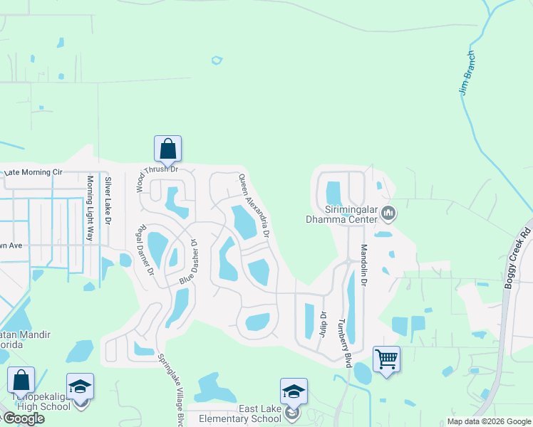 map of restaurants, bars, coffee shops, grocery stores, and more near 3152 Queen Alexandria Drive in Kissimmee