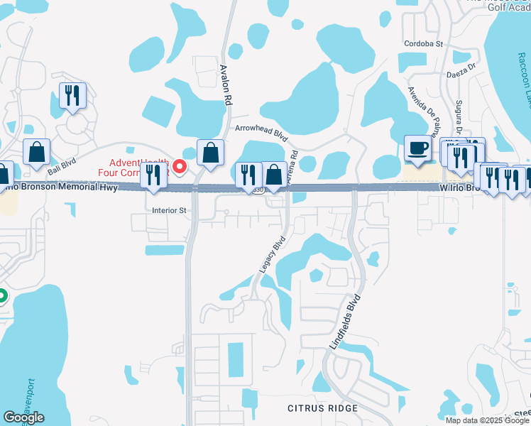 map of restaurants, bars, coffee shops, grocery stores, and more near 8907 Shine Drive in Kissimmee