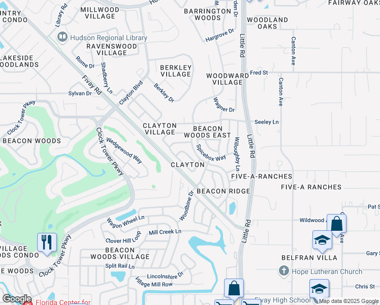 map of restaurants, bars, coffee shops, grocery stores, and more near 12912 Sunhill Circle in Hudson