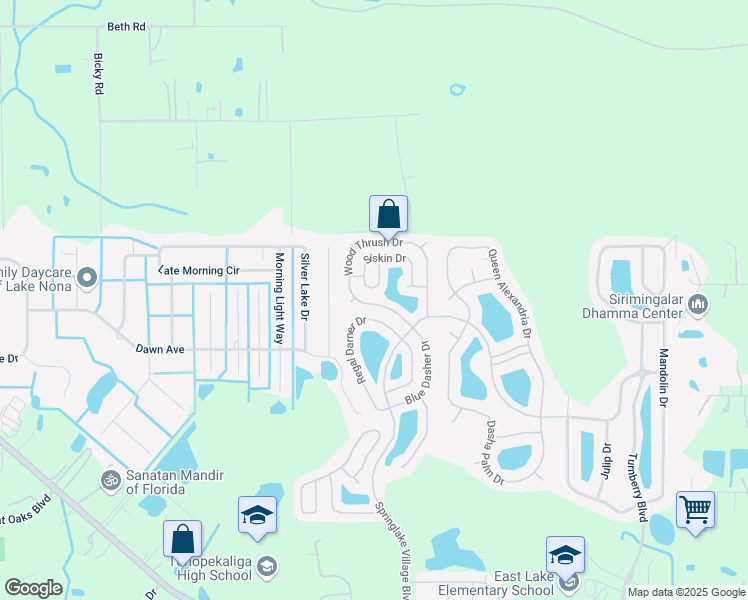 map of restaurants, bars, coffee shops, grocery stores, and more near 3815 Wood Thrush Drive in Kissimmee
