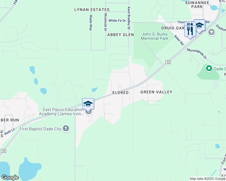 map of restaurants, bars, coffee shops, grocery stores, and more near 12940 Williams Road in Dade City