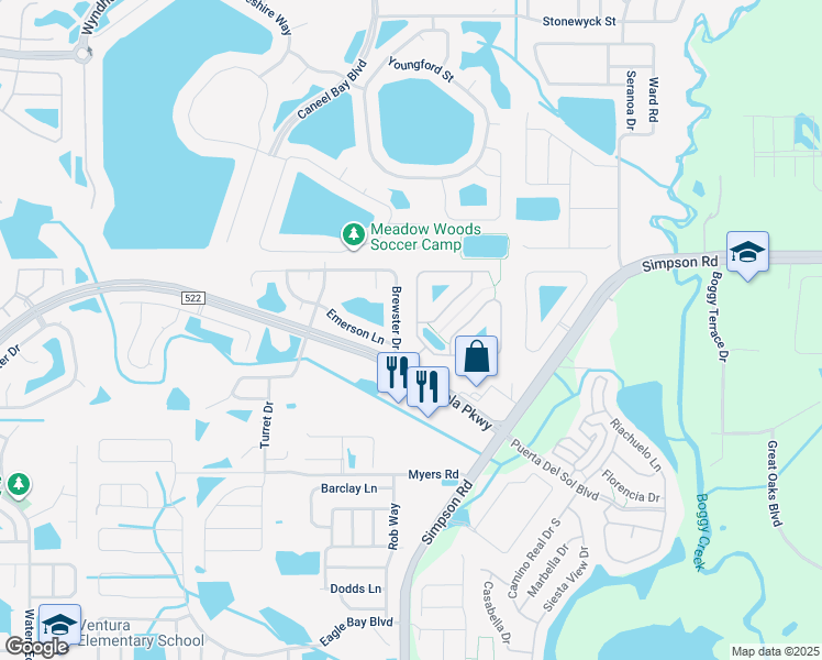 map of restaurants, bars, coffee shops, grocery stores, and more near 3202 Abiaka Drive in Kissimmee