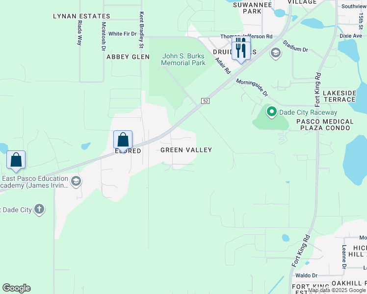map of restaurants, bars, coffee shops, grocery stores, and more near 36421 Lanson Avenue in Dade City