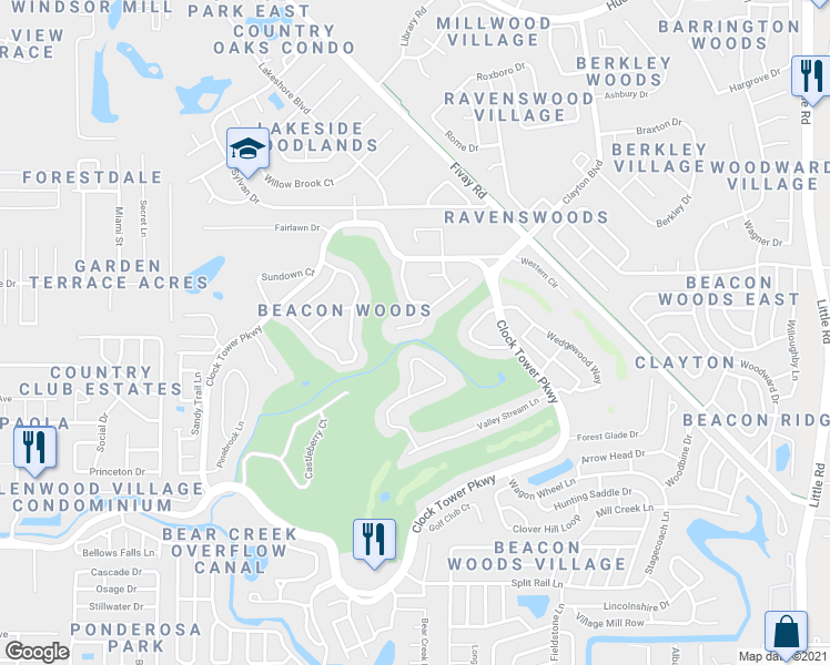 map of restaurants, bars, coffee shops, grocery stores, and more near 8020 Greenside Lane in Hudson
