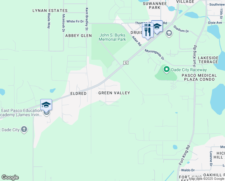 map of restaurants, bars, coffee shops, grocery stores, and more near 36421 Lanson Avenue in Dade City