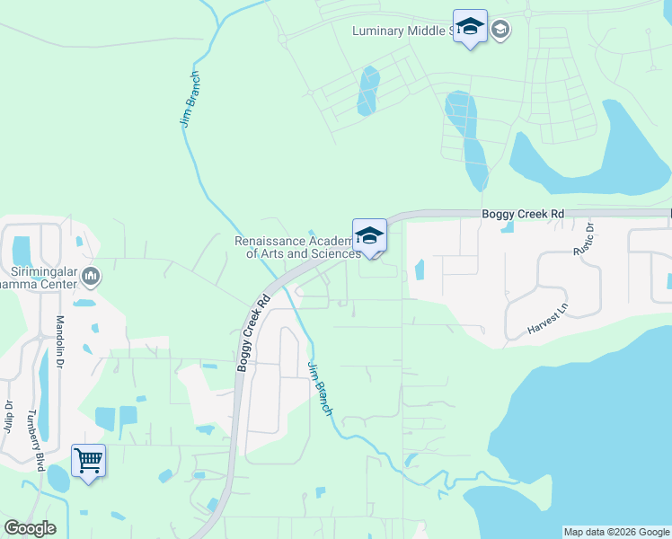 map of restaurants, bars, coffee shops, grocery stores, and more near 4450 Boggy Creek Road in Kissimmee