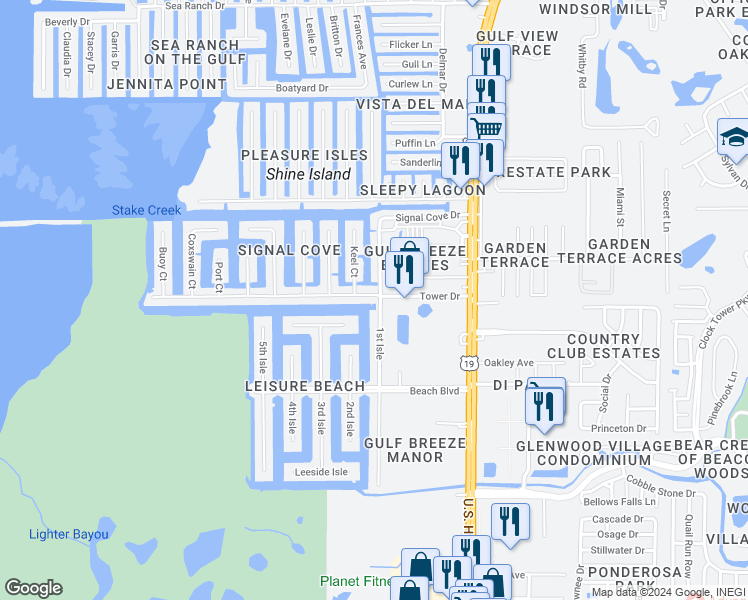 map of restaurants, bars, coffee shops, grocery stores, and more near 6704 Tower Drive in Hudson