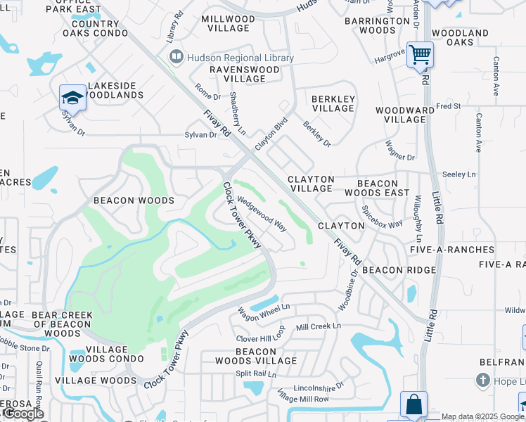 map of restaurants, bars, coffee shops, grocery stores, and more near 12922 Wedgewood Way in Hudson