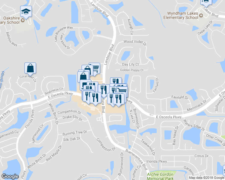 map of restaurants, bars, coffee shops, grocery stores, and more near 2000 Traders Cove in Kissimmee