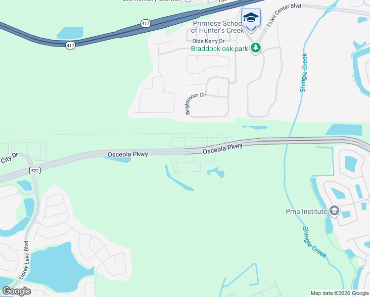 map of restaurants, bars, coffee shops, grocery stores, and more near 4350 Osceola Trail Road in Kissimmee