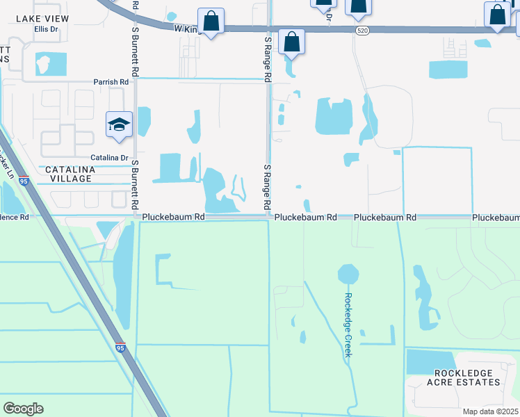 map of restaurants, bars, coffee shops, grocery stores, and more near 761 South Range Road in Cocoa