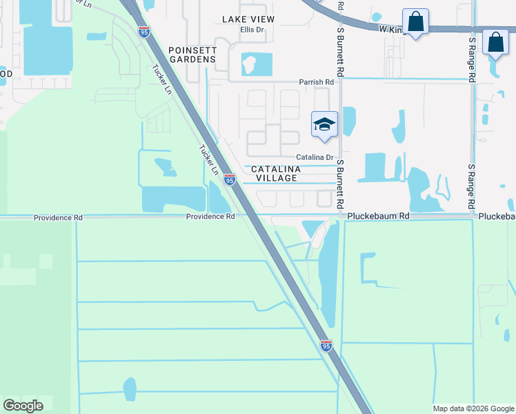 map of restaurants, bars, coffee shops, grocery stores, and more near 589 Clarke Street in Cocoa