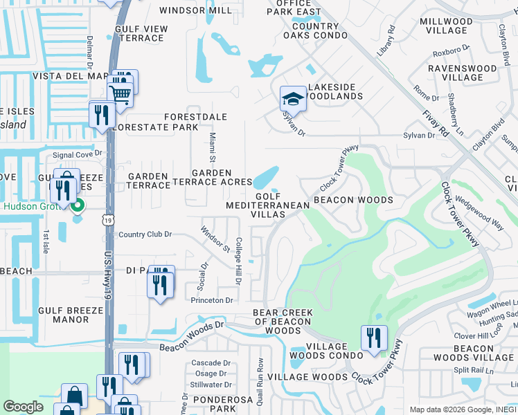 map of restaurants, bars, coffee shops, grocery stores, and more near 7522 Mediterranean Court in Hudson