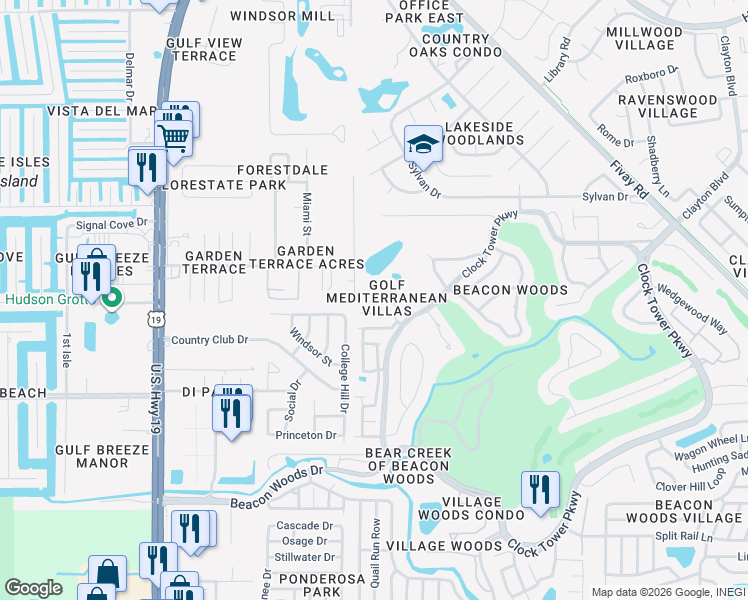 map of restaurants, bars, coffee shops, grocery stores, and more near 7522 Mediterranean Court in Hudson