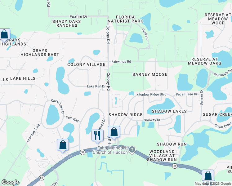 map of restaurants, bars, coffee shops, grocery stores, and more near 12819 Kellywood Circle in Hudson